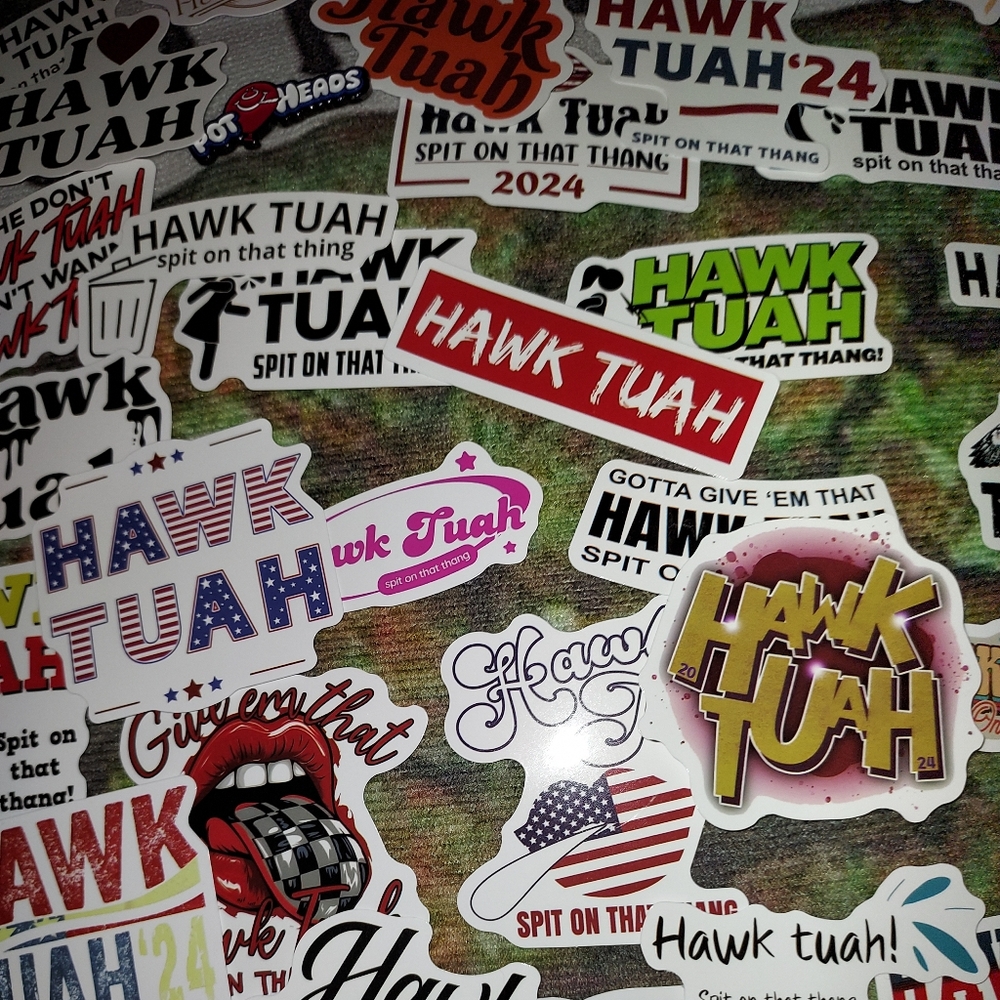 40 Piece "HAWK TUAH: spit on that thang" Sticker Lot